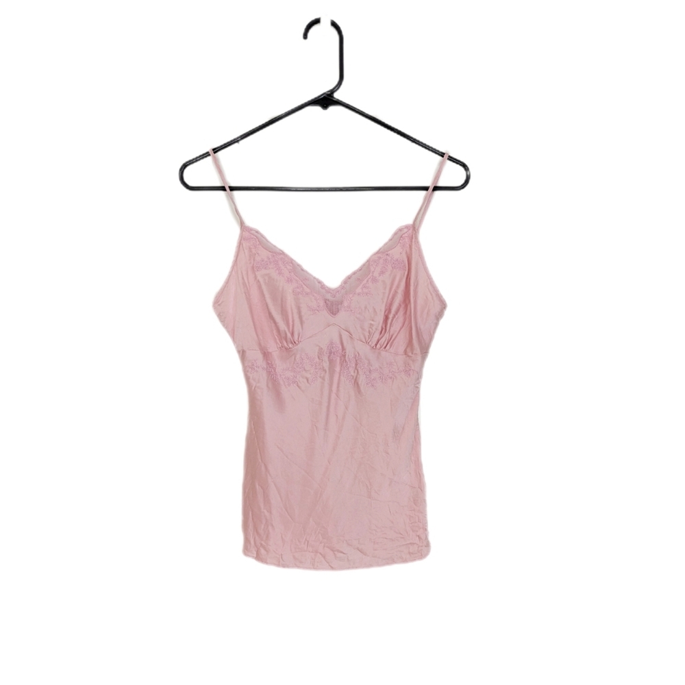 Vintage 90s Worthington 100% Silk Babydoll Lingerie Top with Lace Trim Details
